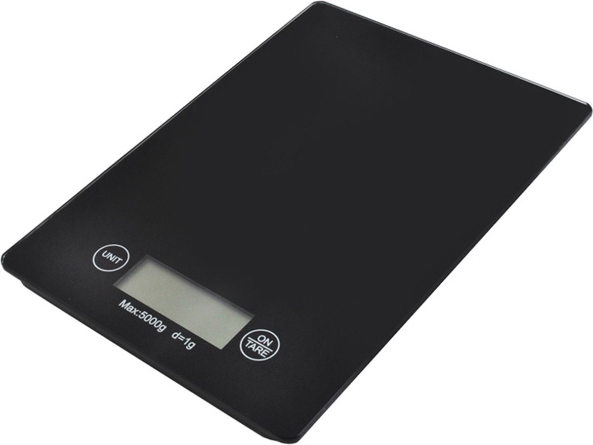 BES LED Keukenweegschaal - Maxozo Weegy - Digitaal - Lcd Display - 2 Gram Tot 5000 Gram (5kg) - Digitale Precisie - Zwart