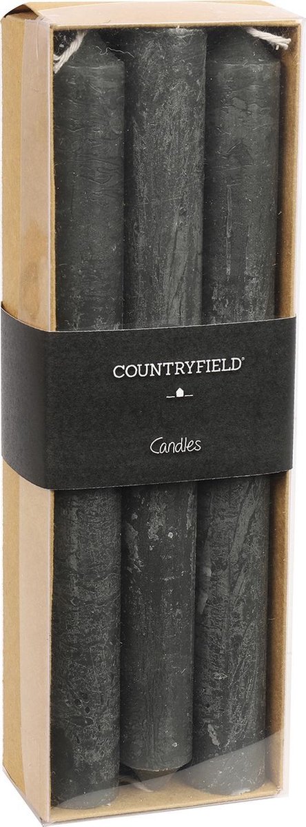 Countryfield Kaarsen Vela 20 Cm Wax 6 Stuks - Zwart