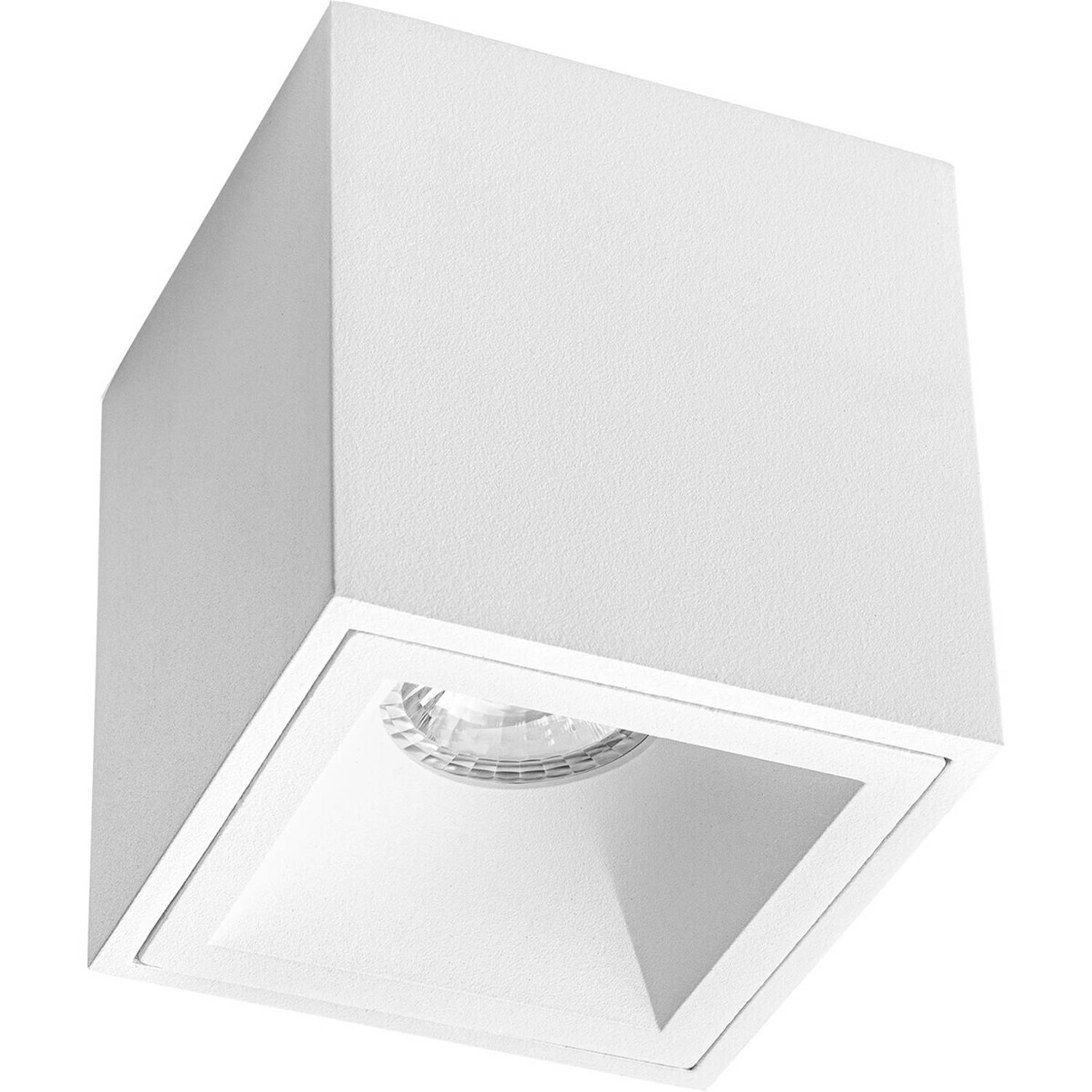 BES LED Opbouwspot Gu10 - Pragmi Cliron Pro - Opbouw Vierkant - Mat - Aluminium - Verdiept - 90mm - Wit