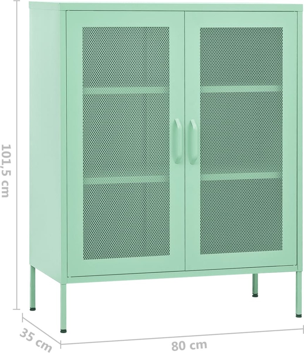 Vidaxl Opbergkast 80x35x101,5 Cm Staal Mint - Groen