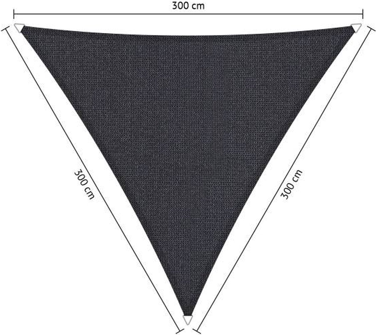 Shadow Comfort Compleet Pakket: Driehoek 3x3x3m Carbon Black Met Rvs Bevestigingsset En Buitendoekreiniger - Grijs