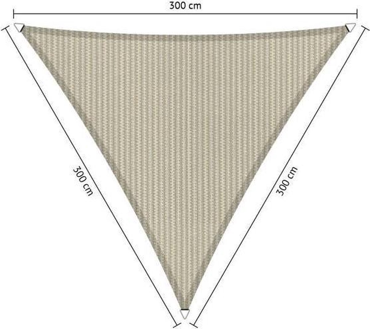 Shadow Comfort Compleet Pakket: Driehoek 3x3x3m Sahara Sand Met Rvs Bevestigingsset En Buitendoek Reiniger - Beige