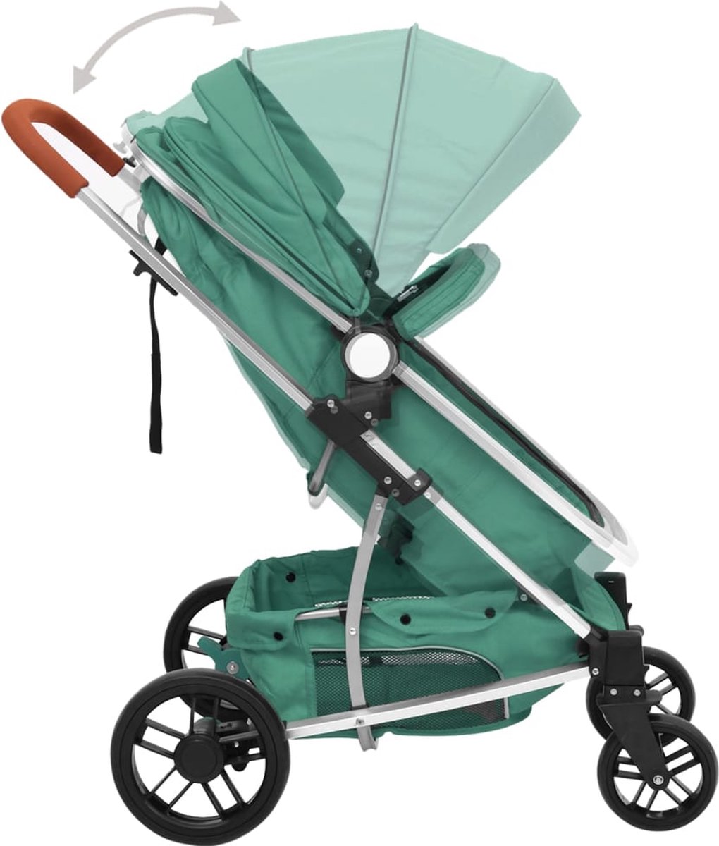 Vidaxl Kinderwagen 2-in-1 Aluminium - Groen