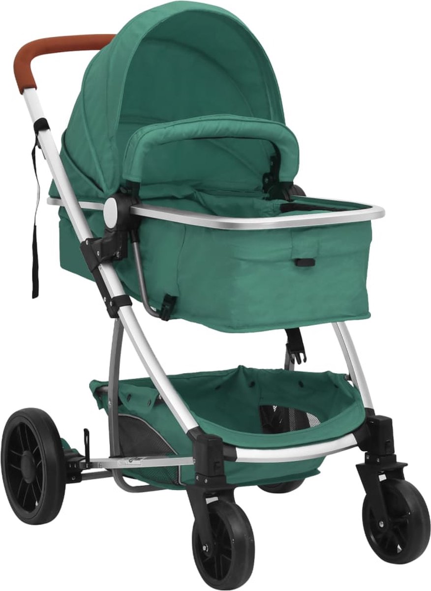 Vidaxl Kinderwagen 2-in-1 Aluminium - Groen