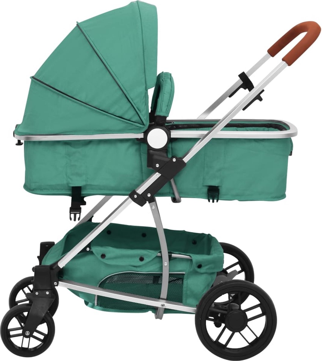 Vidaxl Kinderwagen 2-in-1 Aluminium - Groen