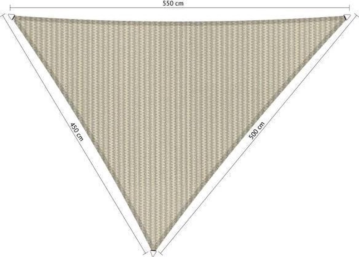 Shadow Comfort Compleet Pakket: Driehoek 4,5x5x5,5m Sahara Sand Met Rvs Bevestigingsset En Buitendoekreiniger - Beige