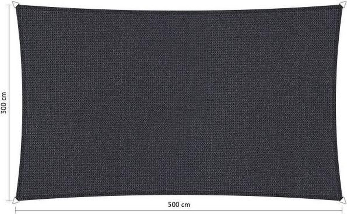 Shadow Comfort Rechthoek 3x5m Duocolor Carbon Black - Grijs