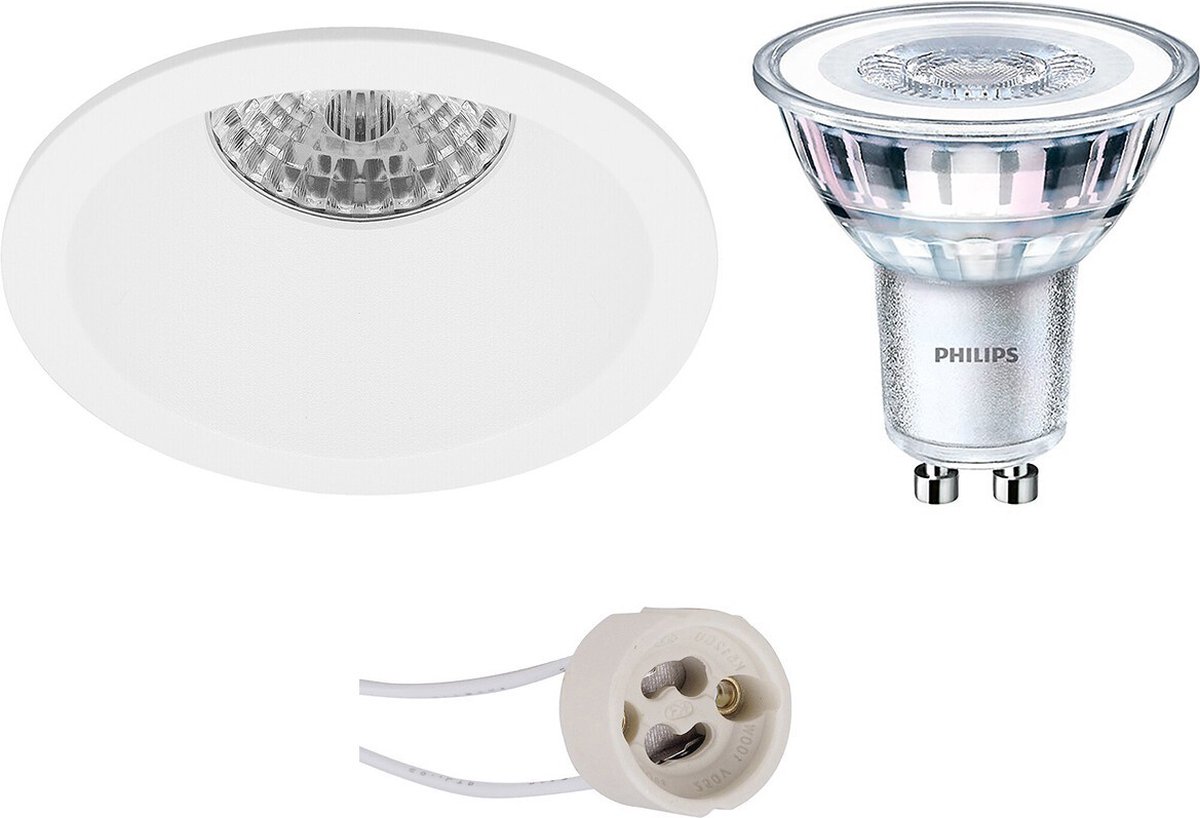 BES LED Led Spot Set - Pragmi Pollon Pro - Gu10 Fitting - Inbouw Rond - Mat - Verdiept - Ø82mm - Philips - Corepro 840 36d - - Wit