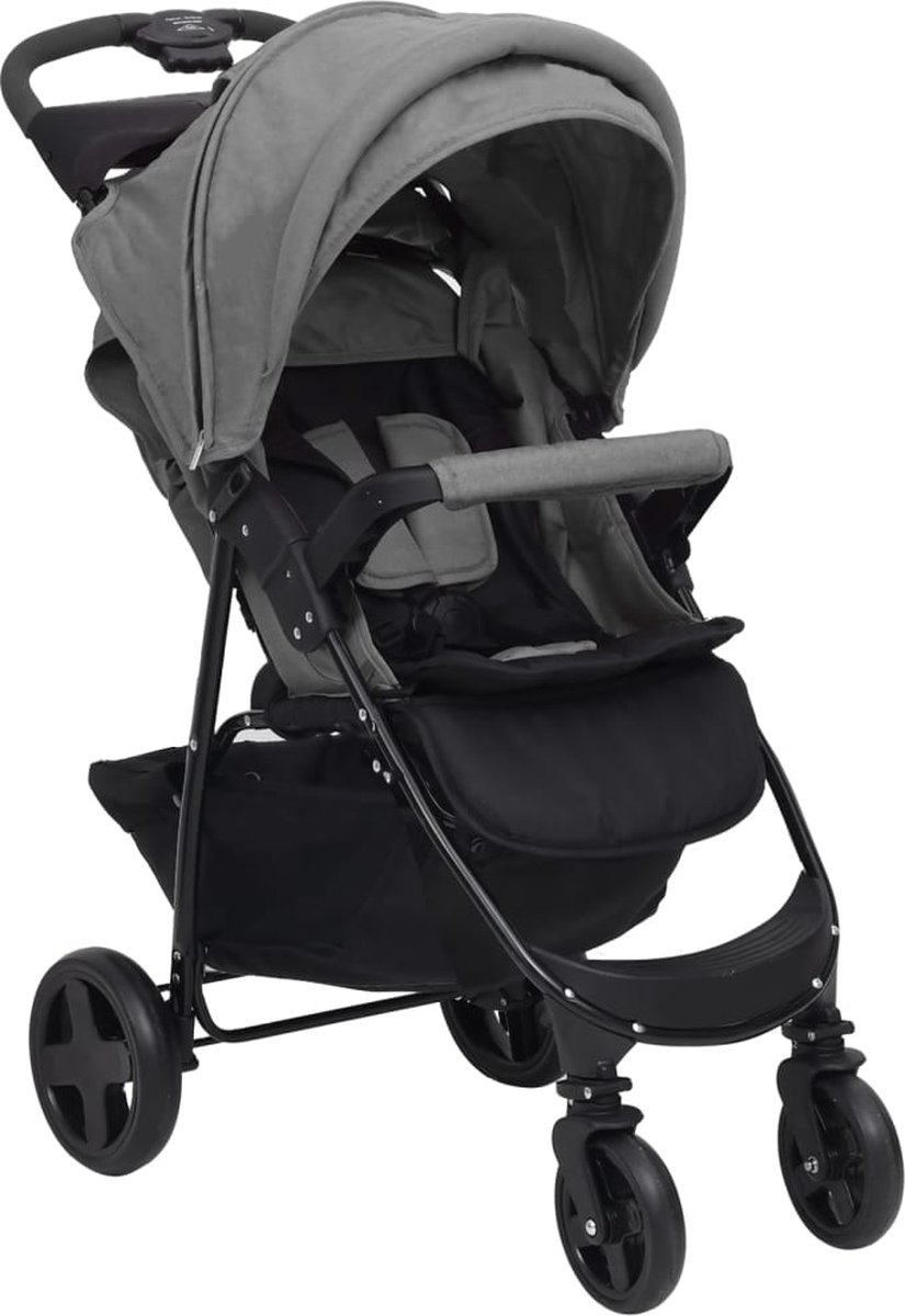 Vidaxl Kinderwagen 2-in-1 Staal Licht - Grijs