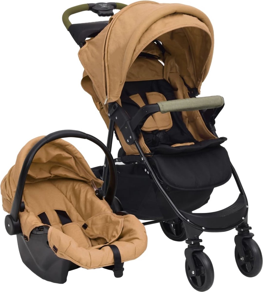 Vidaxl Kinderwagen 3-in-1 Staal Taupe