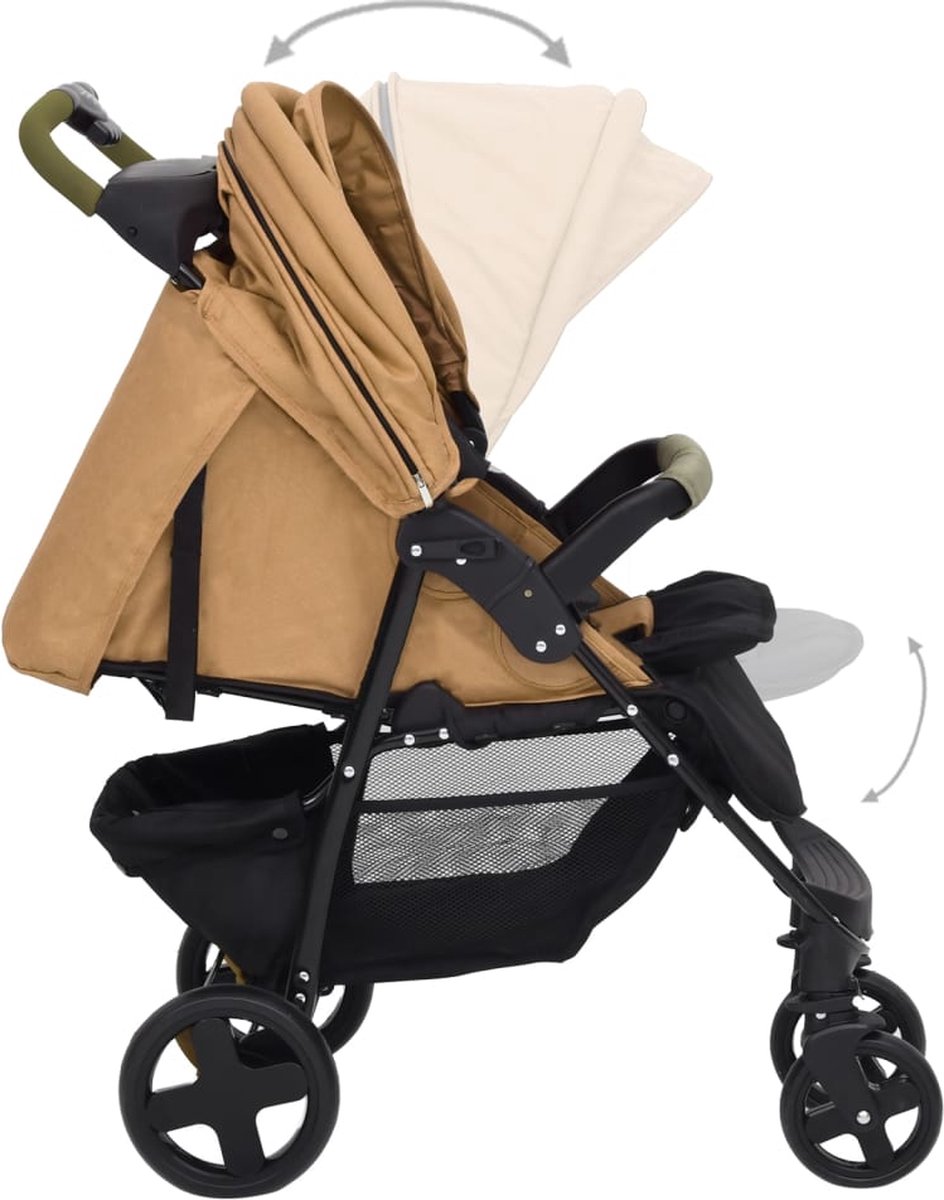 Vidaxl Kinderwagen 3-in-1 Staal Taupe