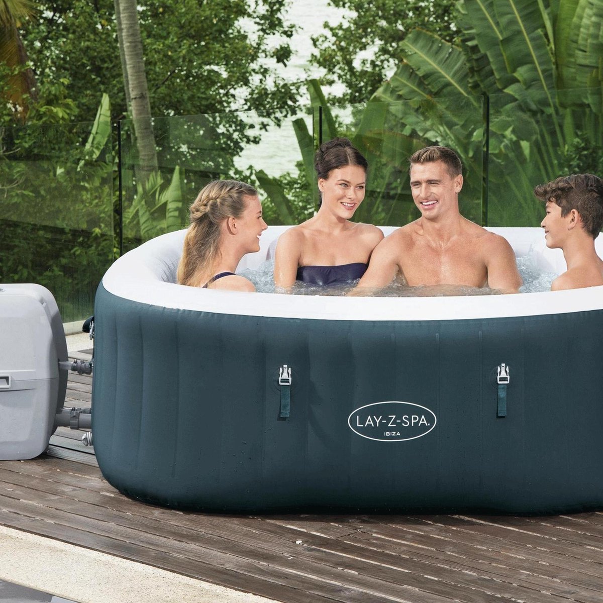Bestway - Jacuzzi - Lay-z-spa - Ibiza - Opblaasbaar - Bubbelbad - Incl. Toebehoren - 180cm X 180cm - Groen