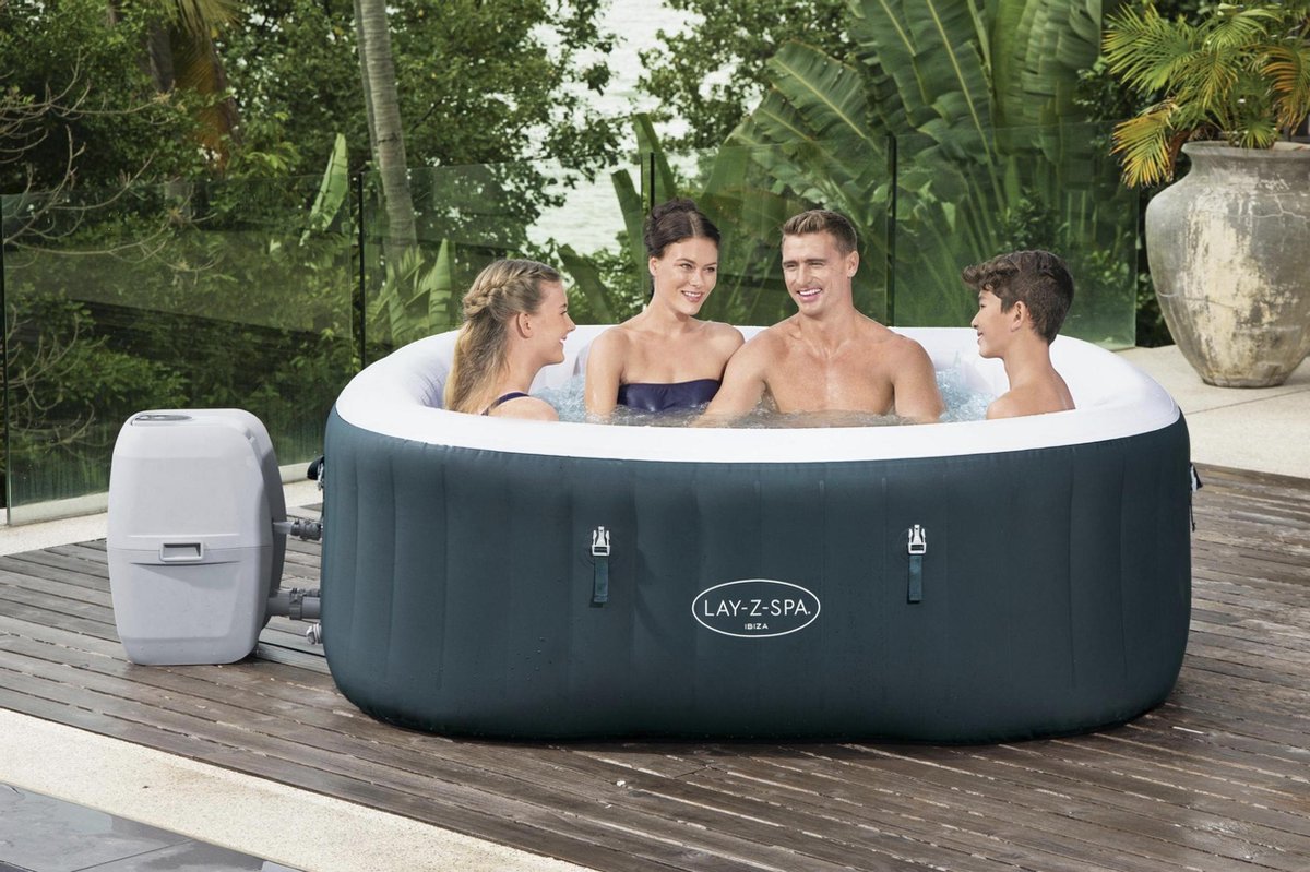 Bestway - Jacuzzi - Lay-z-spa - Ibiza - Opblaasbaar - Bubbelbad - Incl. Toebehoren - 180cm X 180cm - Groen
