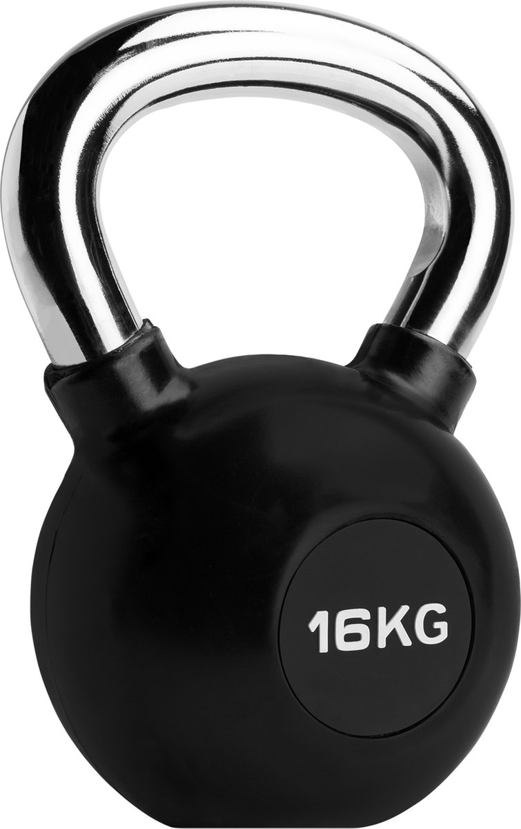 Ryzor Kettlebell - 16 Kg - Rubber - - Zwart