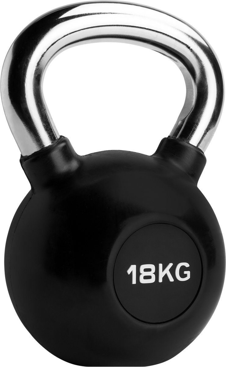 Ryzor Kettlebell - 18 Kg - Rubber - - Zwart