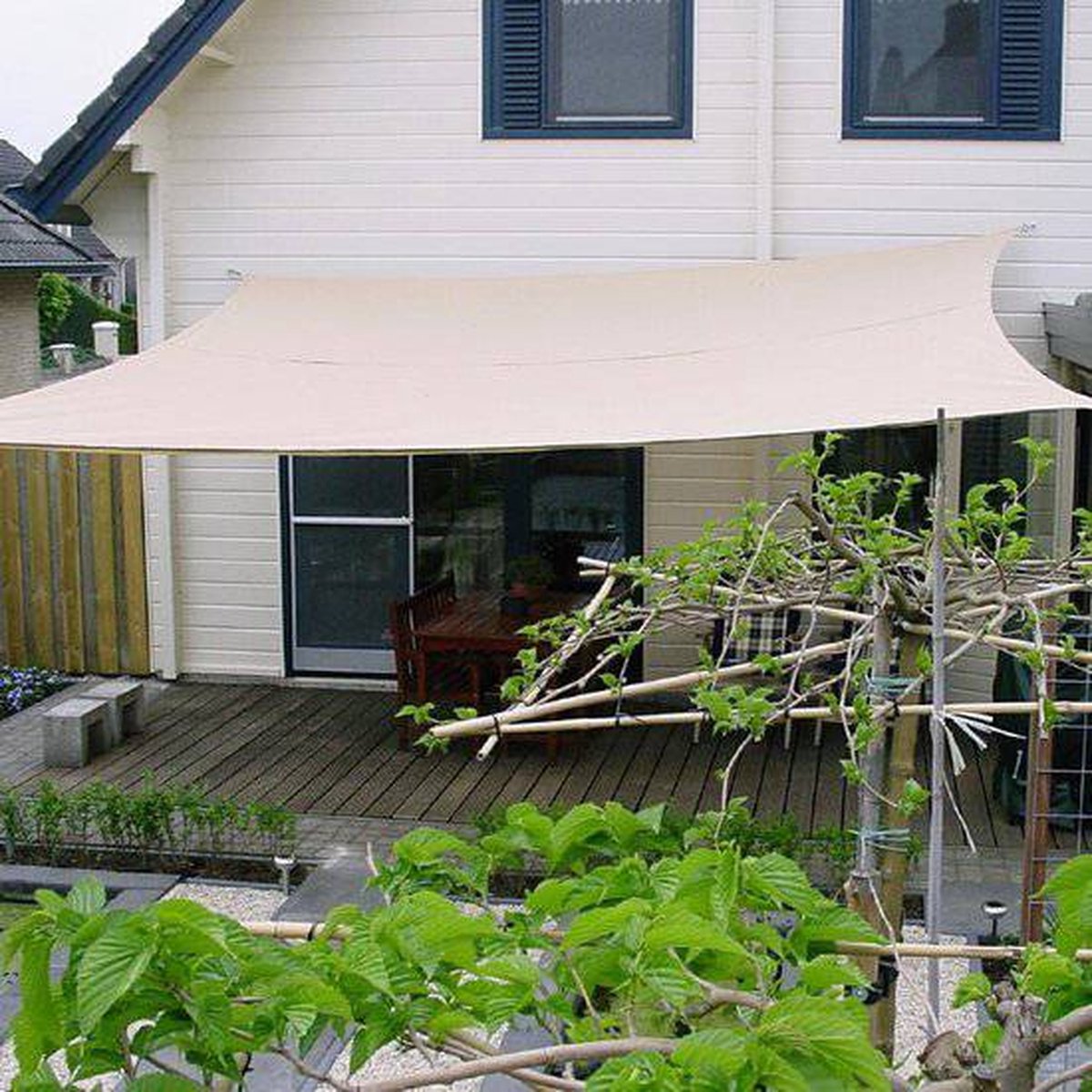 Nesling Compleet Pakket: Nc Outdoor Schaduwdoek Vierkant 3.6x3.6m Met Rvs Bevestigingsset En Buitendoekreiniger - Wit