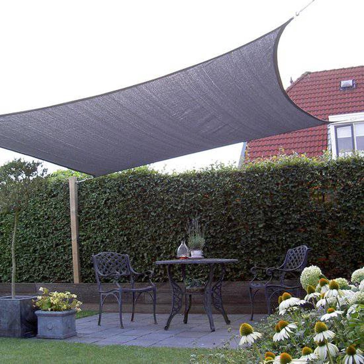Nesling Compleet Pakket: Nc Outdoor Schaduwdoek Vierkant 3.6x3.6m Met Rvs Bevestigingsset En Buitendoekreiniger - Wit