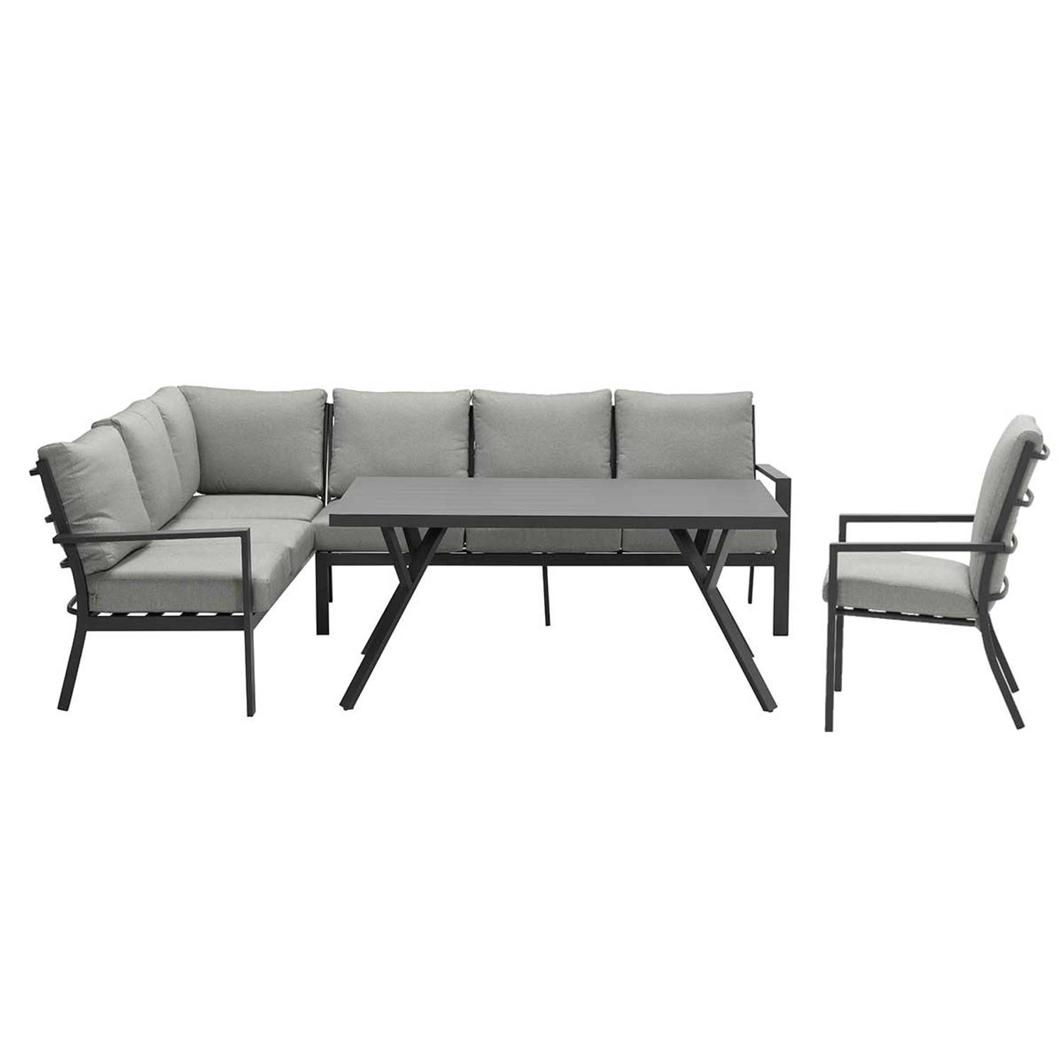 Garden Impressions Senja Lounge Dining Set 4-delig Links Incl. Stoel - Donker - Grijs