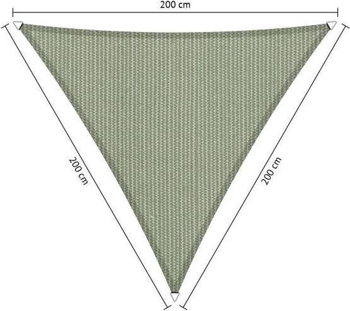 Shadow Comfort Compleet Pakket: Driehoek 2x2x2m Moonstone Green Met Rvs Bevestigingset En Buitendoekreiniger - Groen