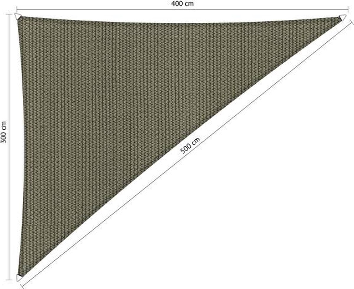 Shadow Comfort Compleet Pakket: Driehoek 3x4x5m Desert Storm Met Rvs Bevestegingsset En Buitendoek Reiniger - Groen