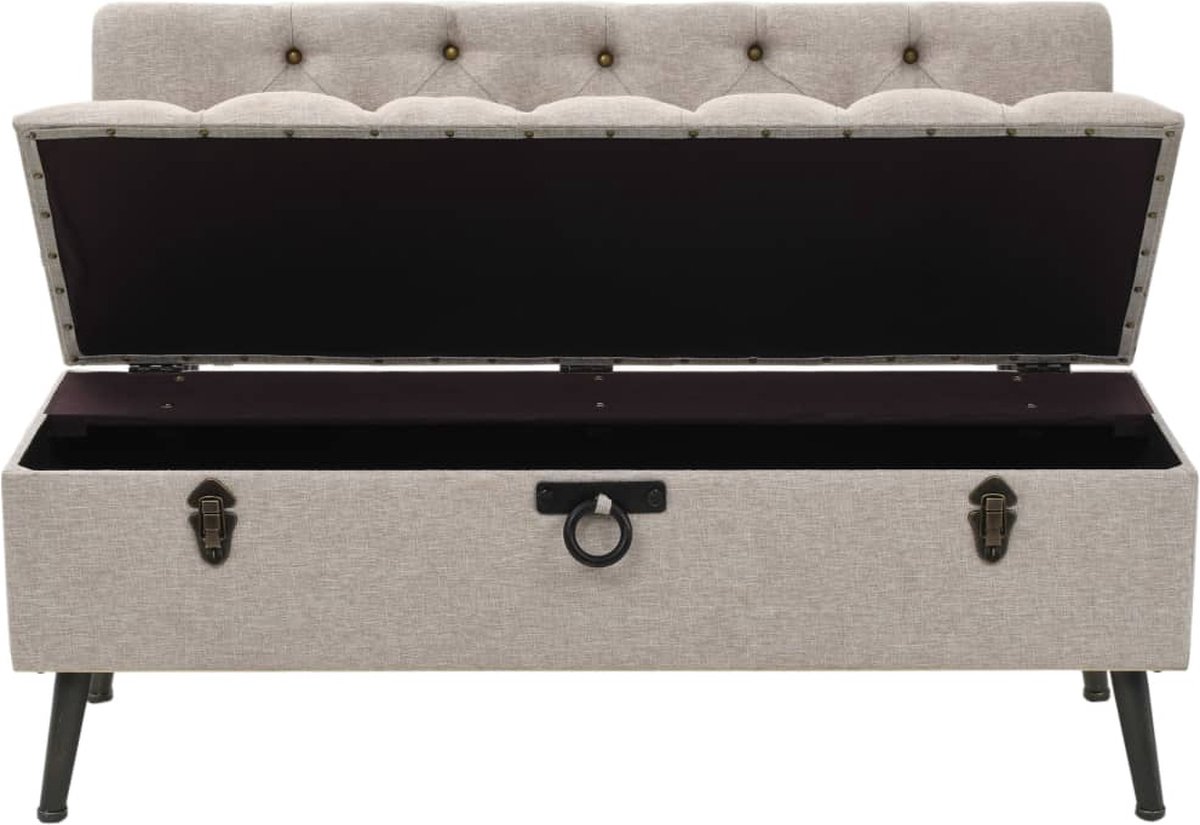 Vidaxl Opbergbank Met Rugleuning 110 Cm Stof Crèmekleurig
