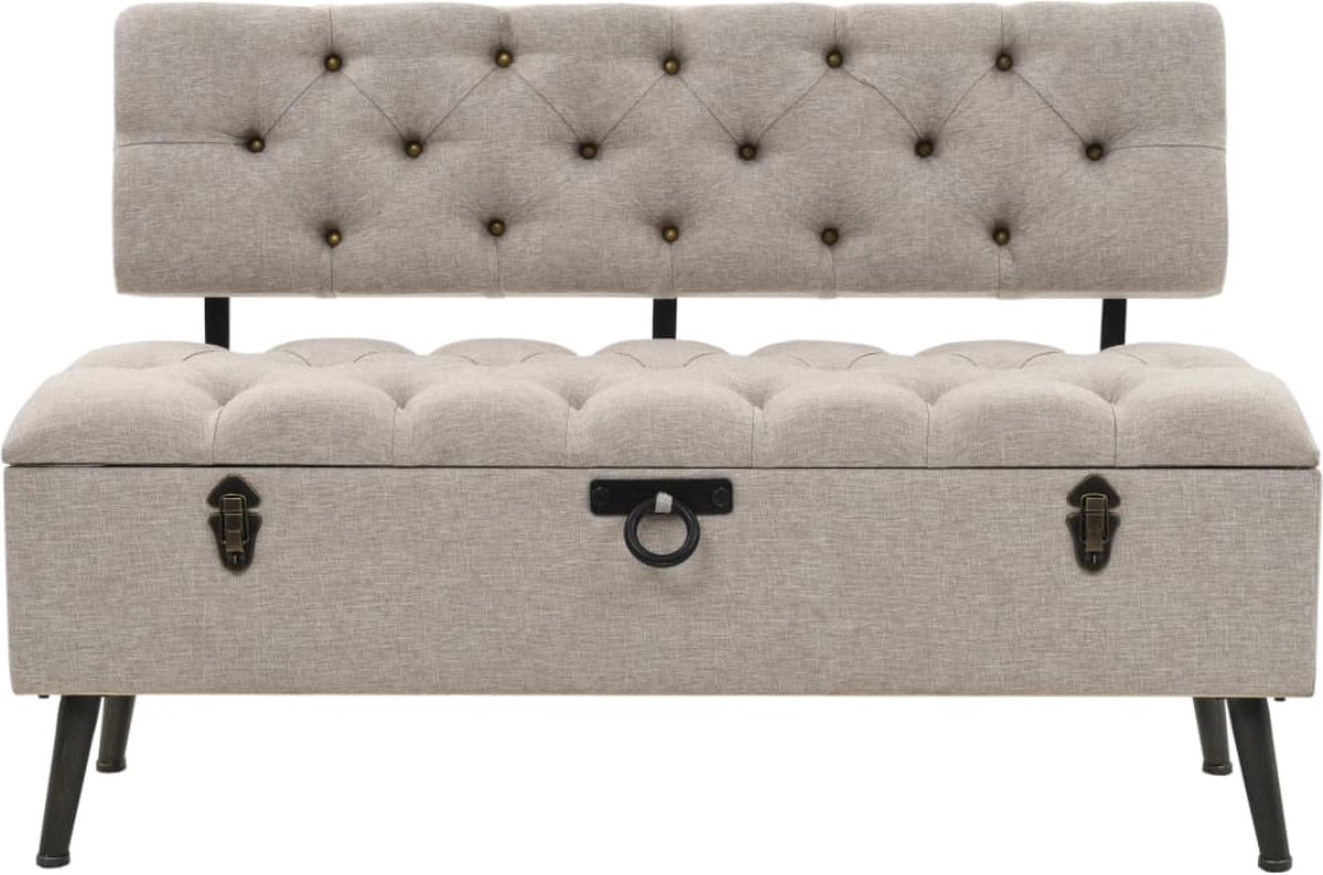 Vidaxl Opbergbank Met Rugleuning 110 Cm Stof Crèmekleurig