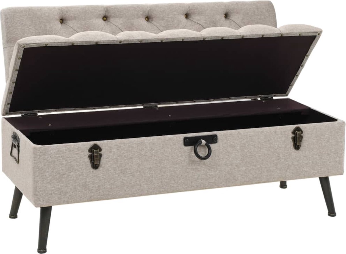 Vidaxl Opbergbank Met Rugleuning 110 Cm Stof Crèmekleurig