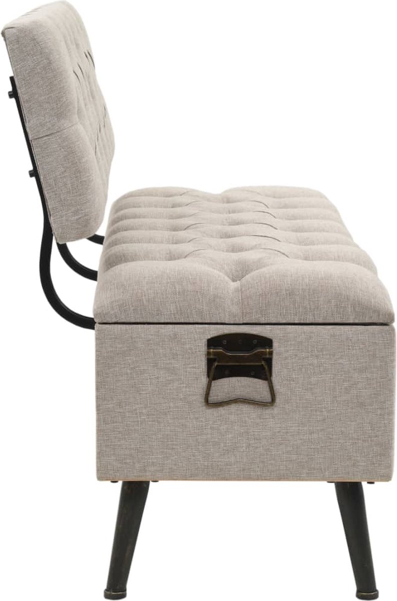 Vidaxl Opbergbank Met Rugleuning 110 Cm Stof Crèmekleurig