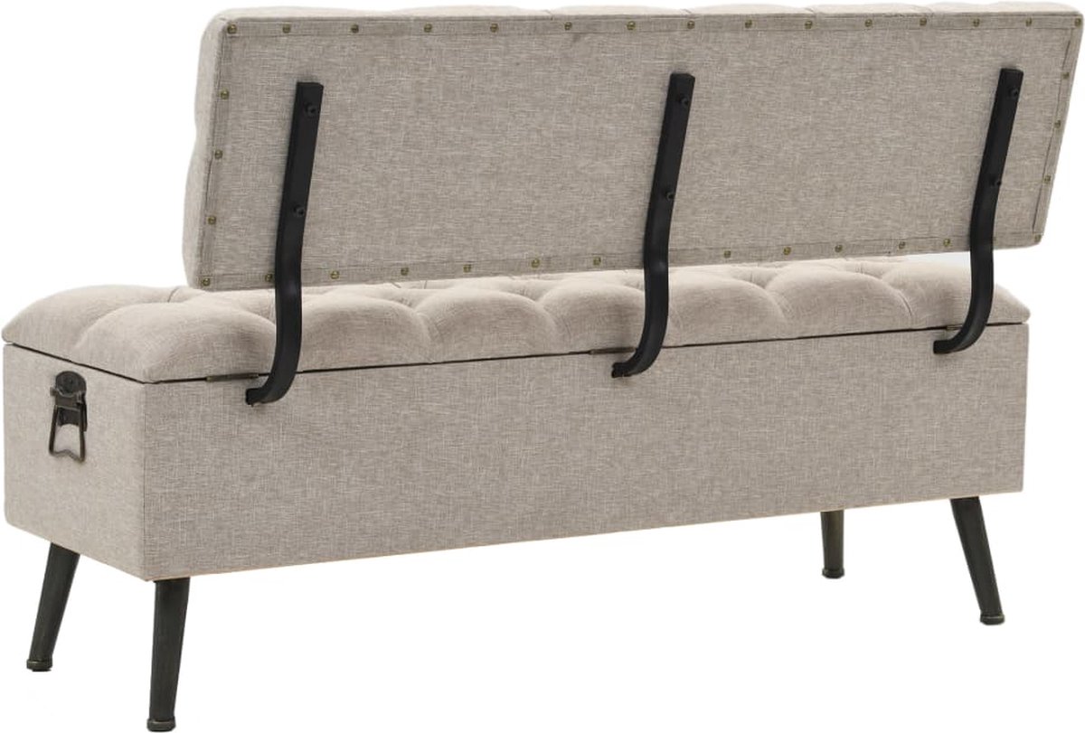 Vidaxl Opbergbank Met Rugleuning 110 Cm Stof Crèmekleurig