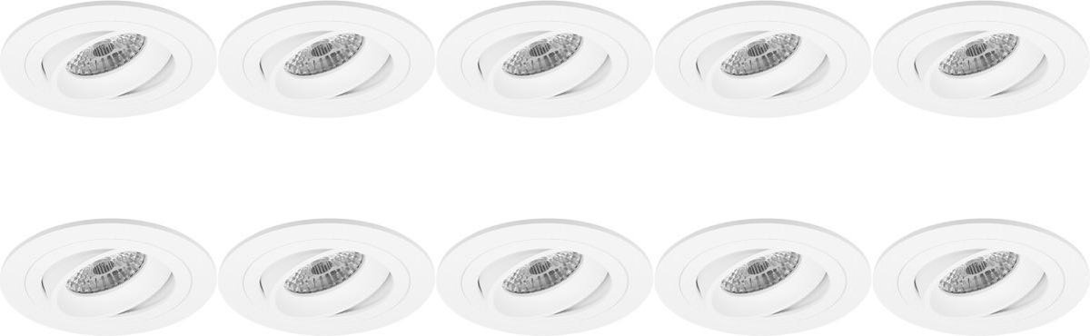 BES LED Spot Armatuur 10 Pack - Pragmi Alpin Pro - Gu10 Fitting - Inbouw Rond - Mat - Aluminium - Kantelbaar - Ø92mm - Wit