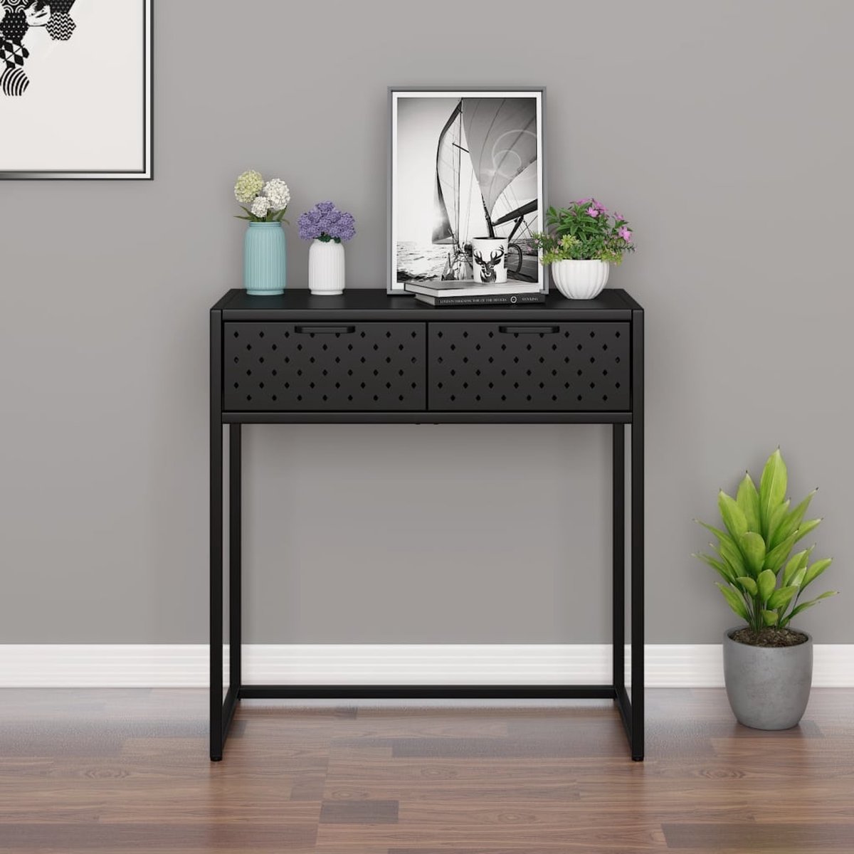 Vidaxl Wandtafel 72x35x75 Cm Staal - Zwart