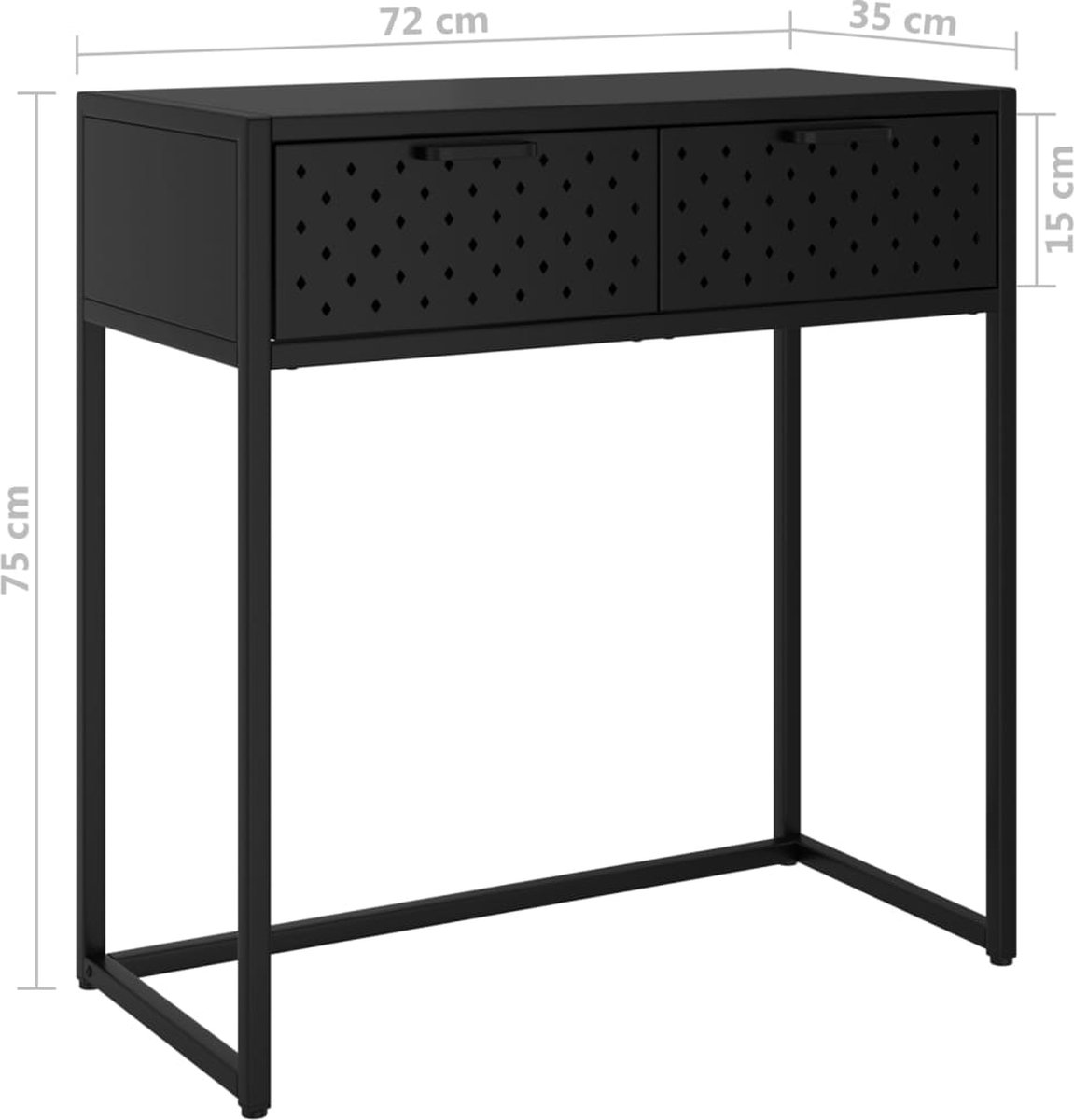Vidaxl Wandtafel 72x35x75 Cm Staal - Zwart