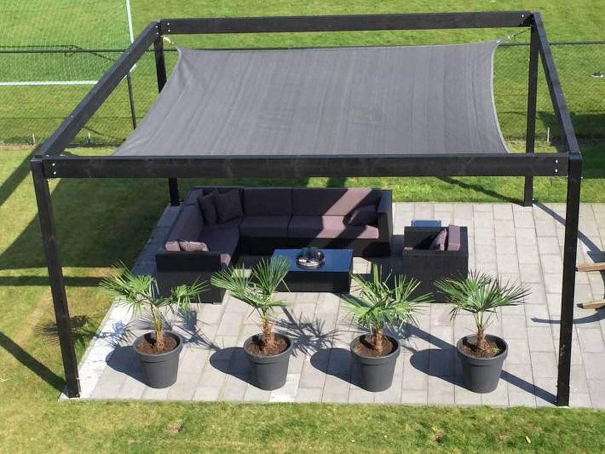 Shadow Comfort Compleet Pakket: Vierkant 4x4m Sahara Sand Met Rvs Bevestigingsset En Buitendoekreiniger - Beige