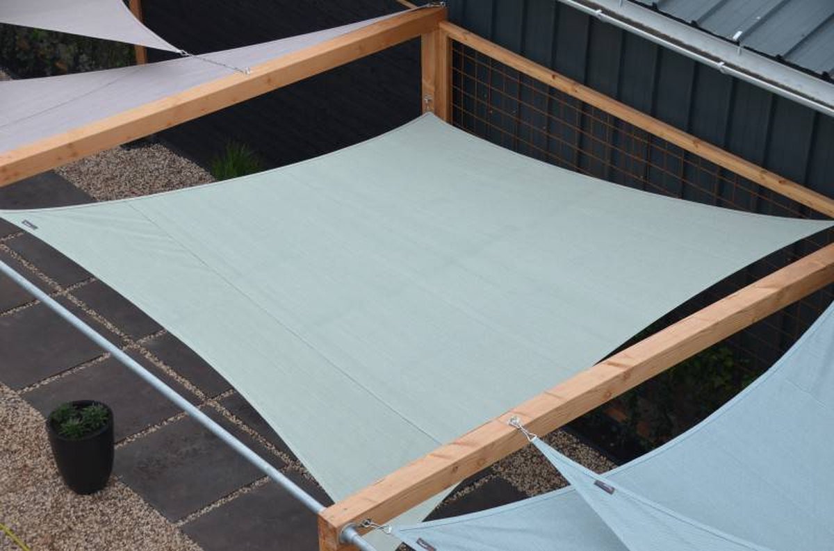 Shadow Comfort Compleet Pakket: Vierkant 4x4m Sahara Sand Met Rvs Bevestigingsset En Buitendoekreiniger - Beige