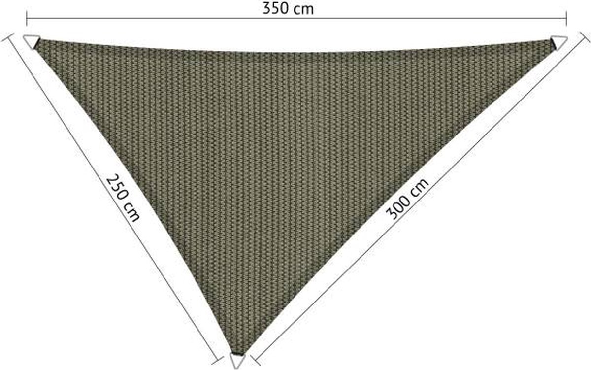 Shadow Comfort Compleet Pakket: Driehoek 2,5x3x3,5m Desert Storm Met Rvs Bevestingsset En Buitendoekreinig - Bruin