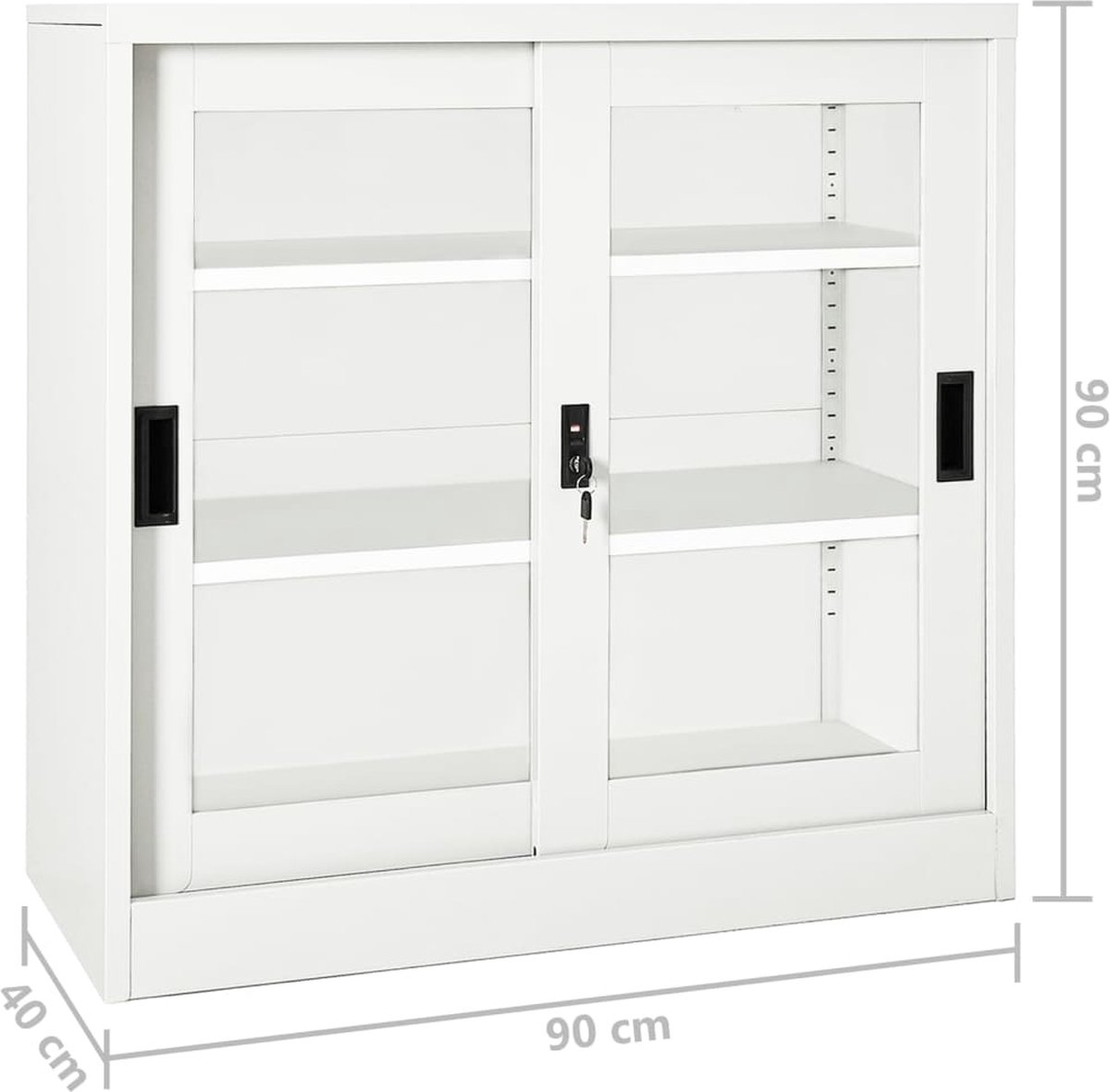 Vidaxl Roldeurkast 90x40x90 Cm Staal - Wit