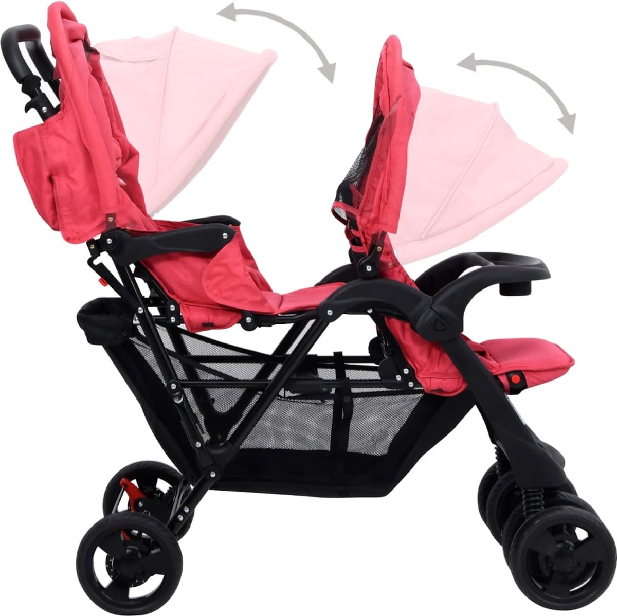 Vidaxl Tweelingkinderwagen Tandem Staal - Rood