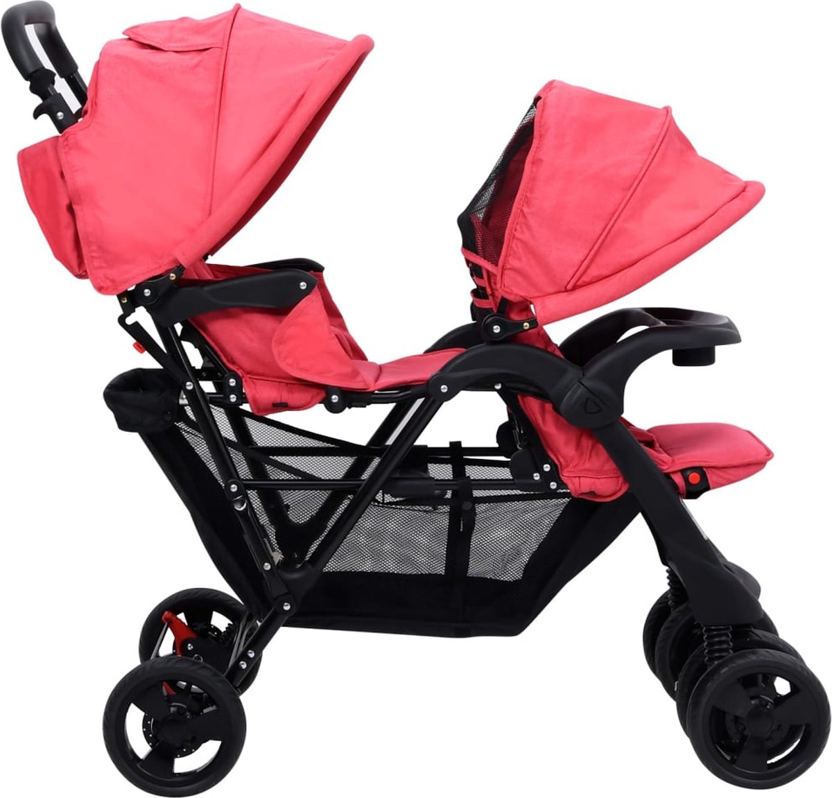 Vidaxl Tweelingkinderwagen Tandem Staal - Rood