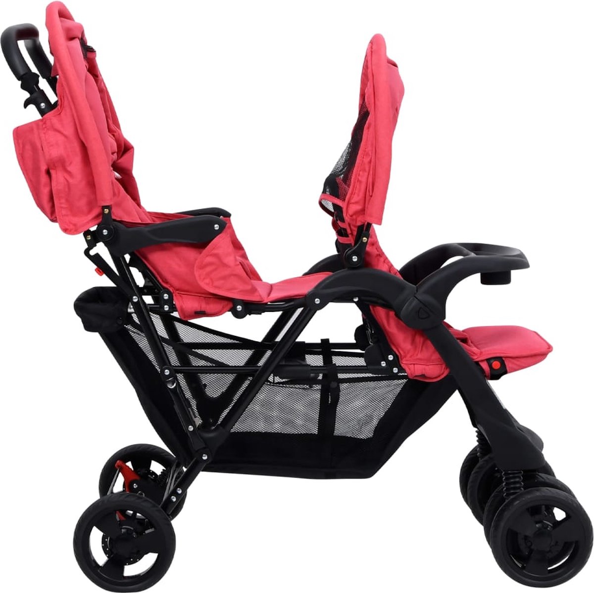 Vidaxl Tweelingkinderwagen Tandem Staal - Rood