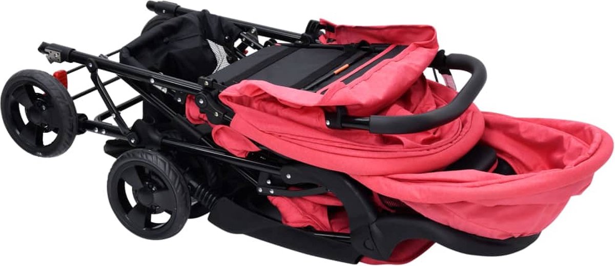 Vidaxl Tweelingkinderwagen Tandem Staal - Rood