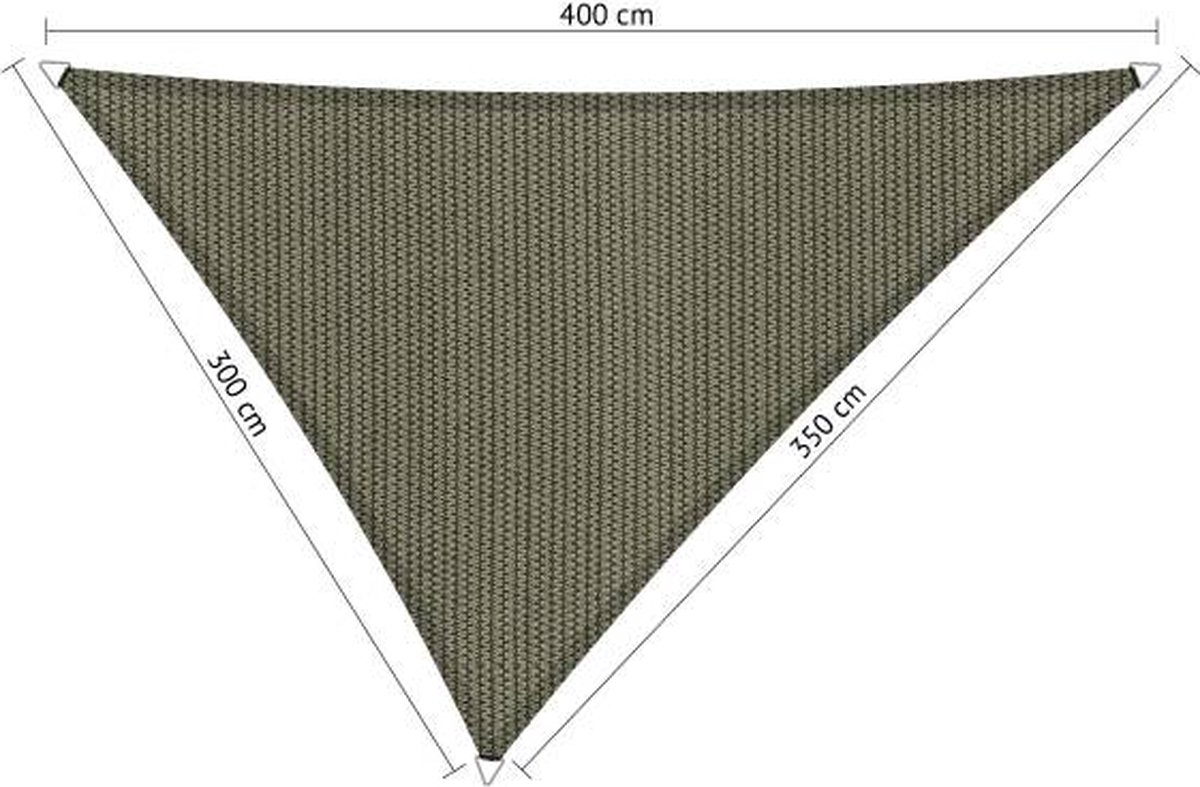 Shadow Comfort Compleet Pakket: Driehoek 3x3,5x4m Desert Storm Met Rvs Bevestigingsset En Buitendoekreiniger - Bruin