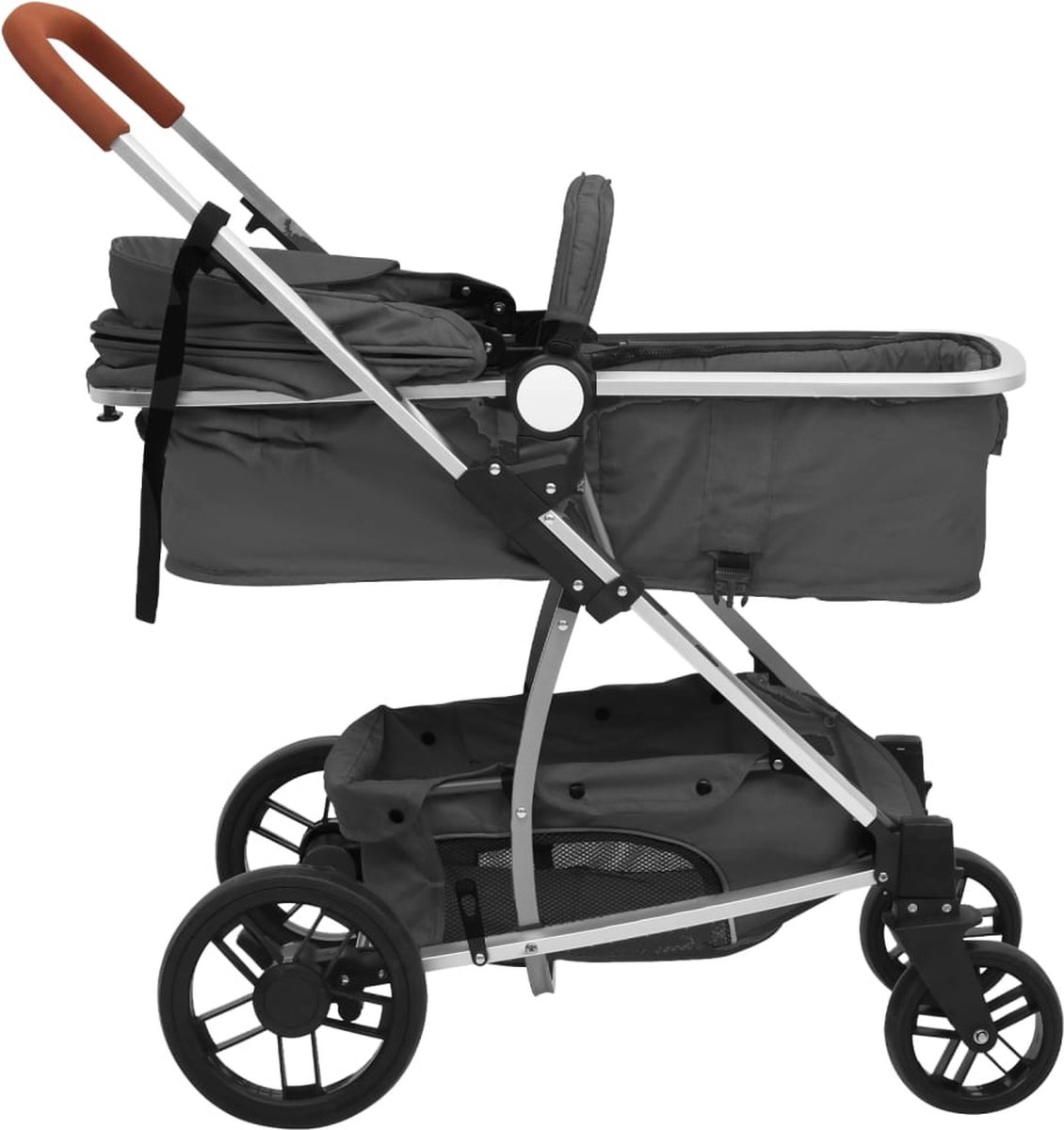 Vidaxl Kinderwagen 3-in-1 Aluminium Donker - Grijs