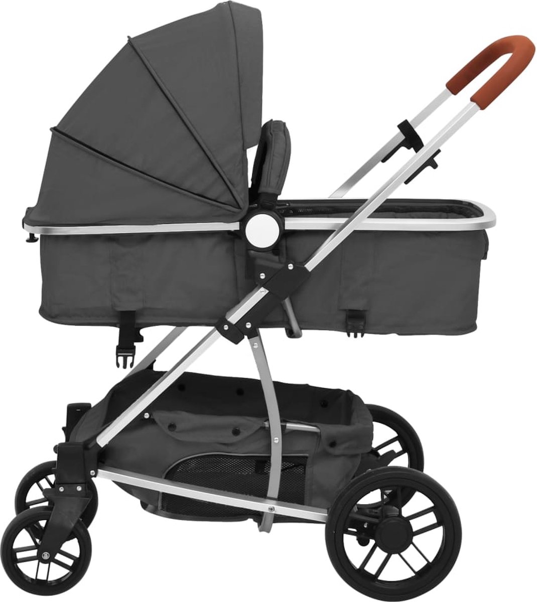 Vidaxl Kinderwagen 3-in-1 Aluminium Donker - Grijs