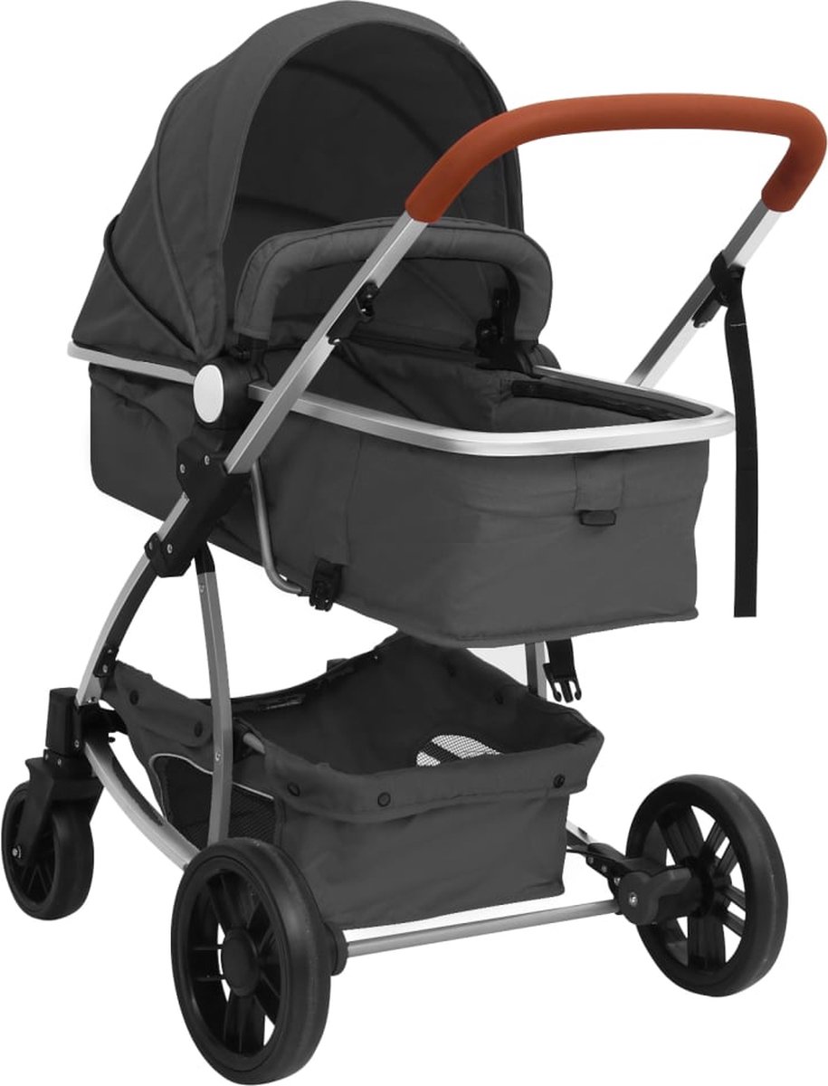 Vidaxl Kinderwagen 3-in-1 Aluminium Donker - Grijs