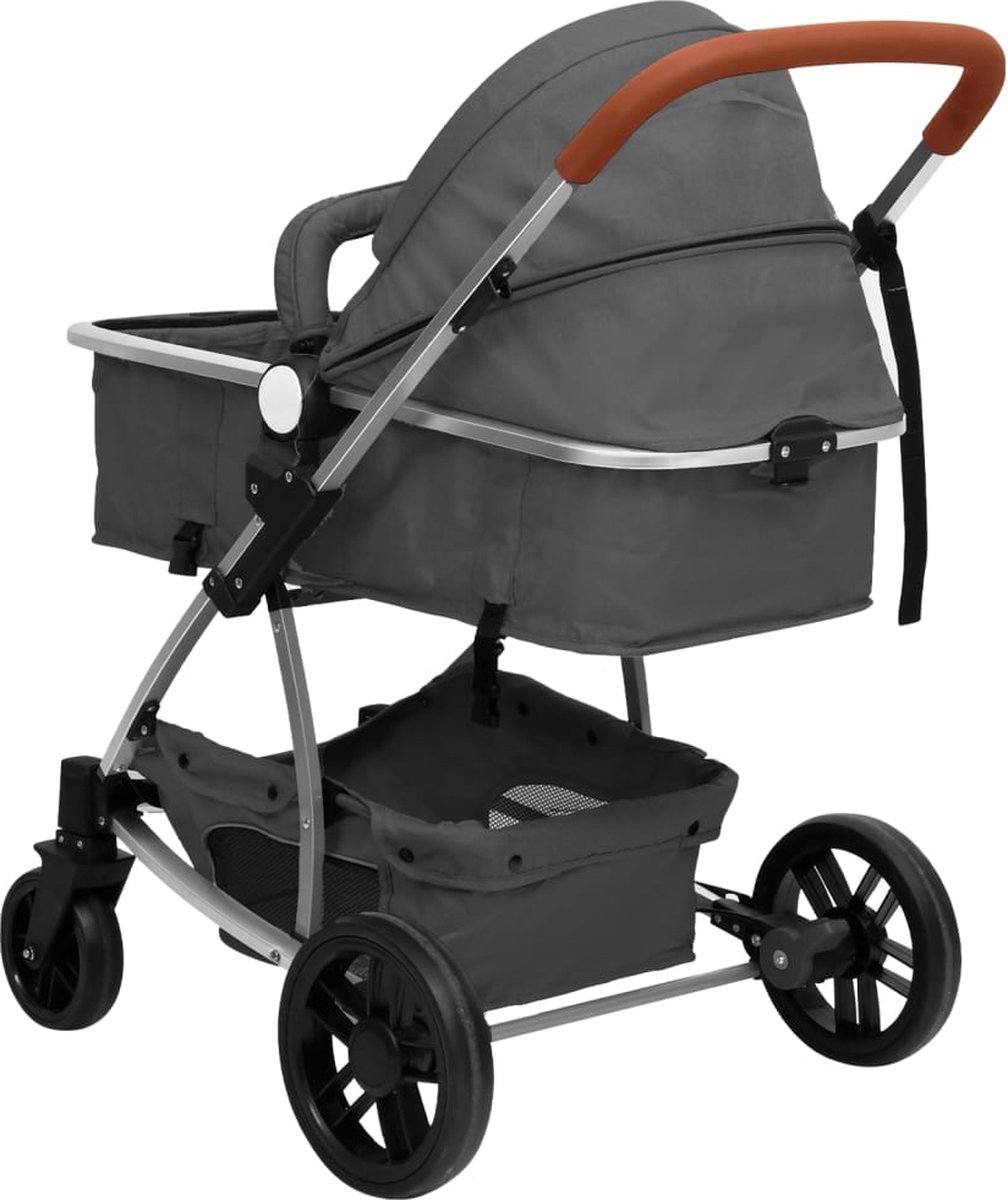 Vidaxl Kinderwagen 3-in-1 Aluminium Donker - Grijs