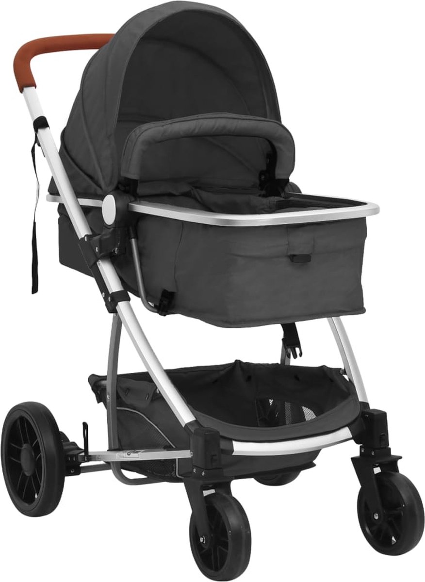Vidaxl Kinderwagen 3-in-1 Aluminium Donker - Grijs