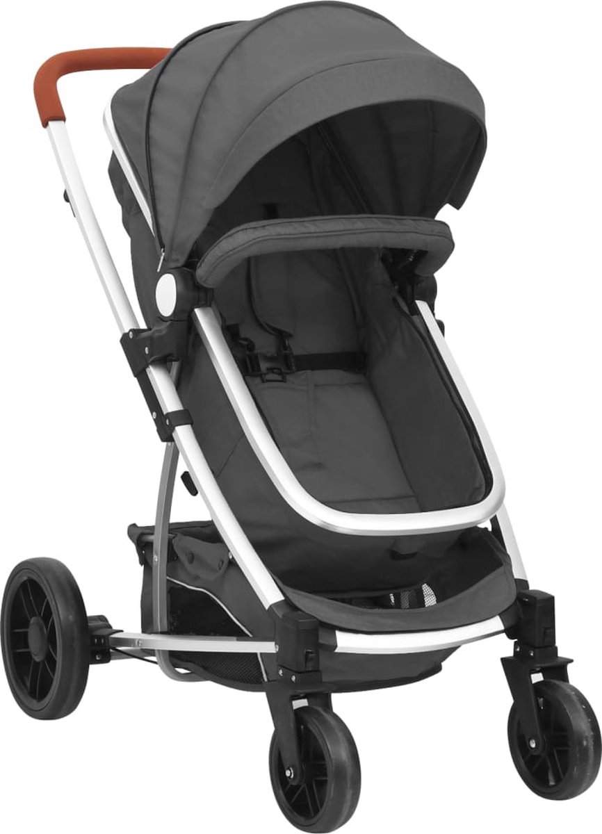 Vidaxl Kinderwagen 3-in-1 Aluminium Donker - Grijs