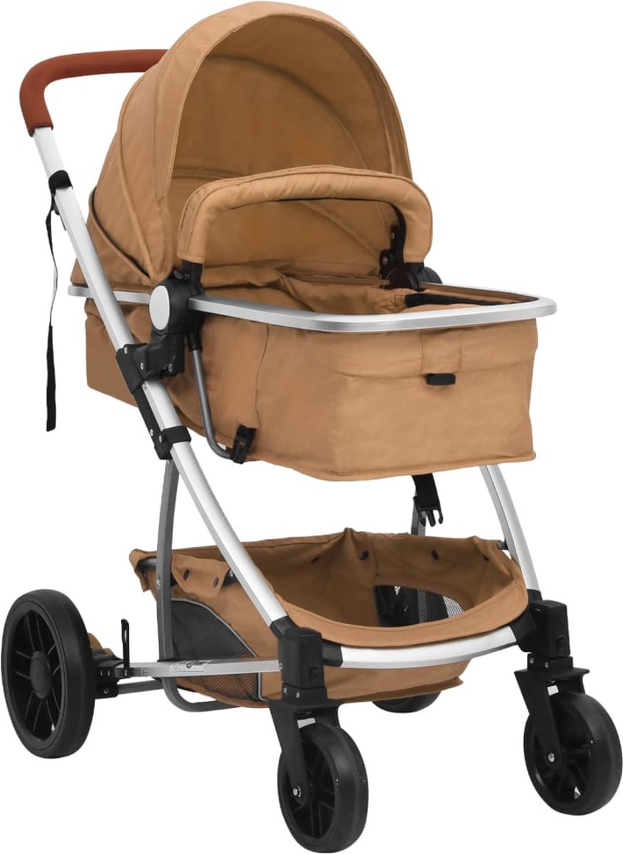 Vidaxl Kinderwagen 3-in-1 Aluminium Taupe