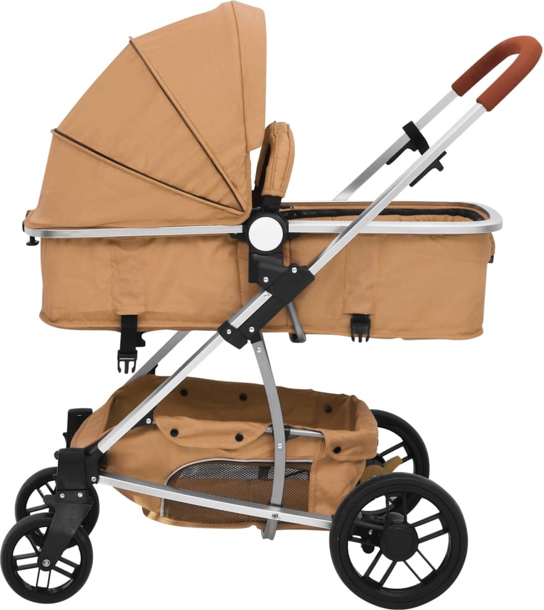 Vidaxl Kinderwagen 3-in-1 Aluminium Taupe