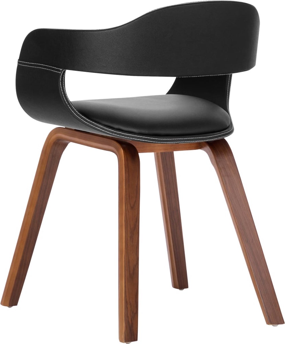 Vidaxl Eetkamerstoelen 6 St Gebogen Hout En Kunstleer - Zwart